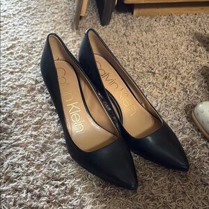 Calvin Klein Black Pointed-Toe Heels